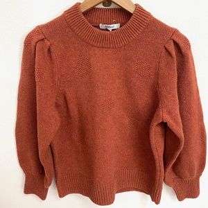 Madewell NWT Dotted Eaton Puff-Sleeve Sweater in Cotton-Merino Yarn, Medium